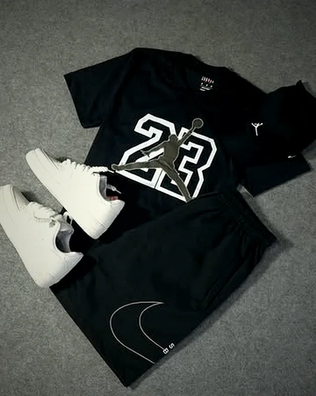 Jordan 23 look with white sneakers