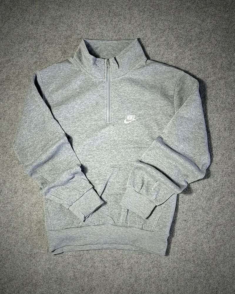 Grey quarter-zip sweatshirt